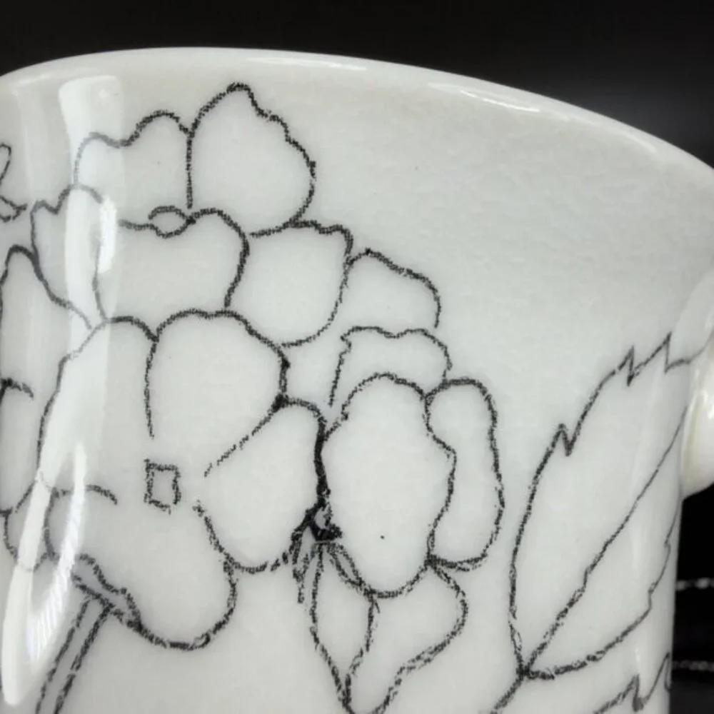 Hand Made Italian Pottery Teacup And Saucer Set Floral Pattern Artist Signed Set